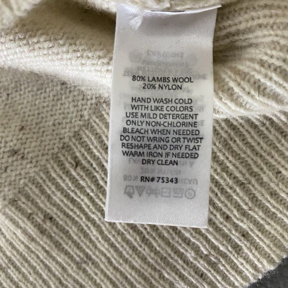 Anapo Sweater Lambs Wool Blend V-Neck Shawl Collar Mens XL Beige Brown Specks - Picture 7 of 7